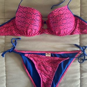Hollister pink lace bikini set